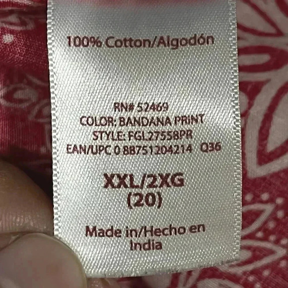 Faded Glory Women's Off Shoulder Red Paisley Dress Summer Vintage Style Size 20 - Picture 5 of 6